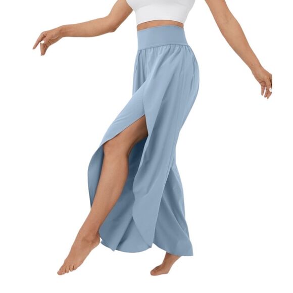 HALARA Pants - High Waisted Back Waistband Pocket Palazzo Flowy‎ Split Wide Leg Casual Pants XL